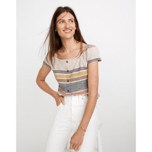 Madewell Texture & Thread Striped Button Front Top